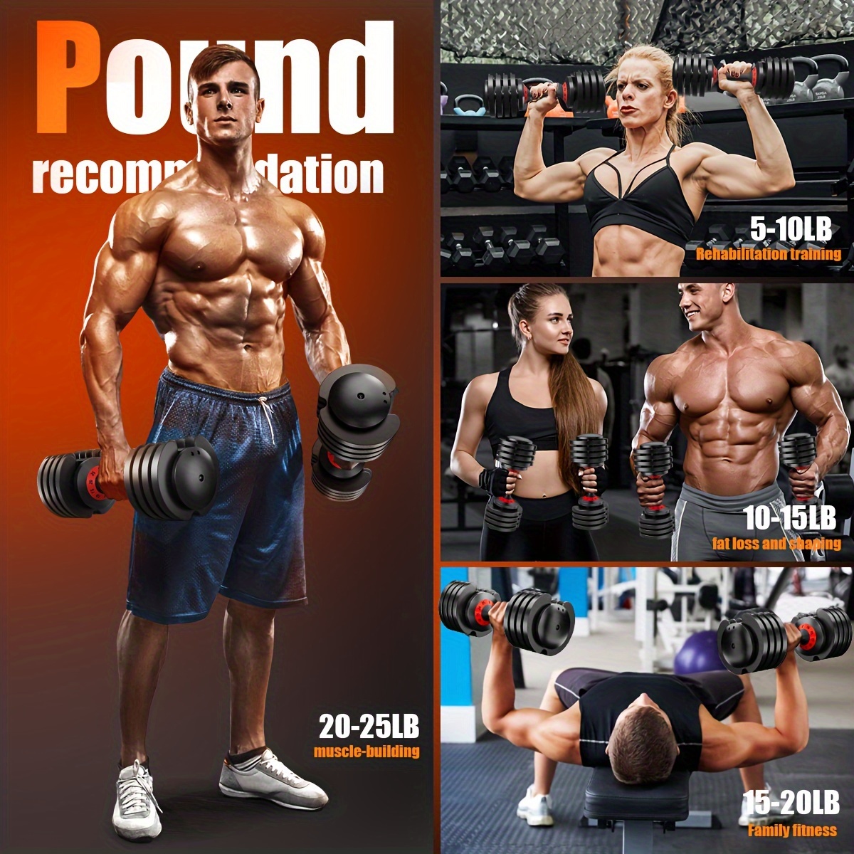 Exercise 15 Lb Dumbbell Set Adjustable Dumbbells Pair Dumbbells