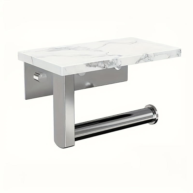 Marble Surface Stainless Steel Toilet Paper Holder, Towel Rack Phone Holder