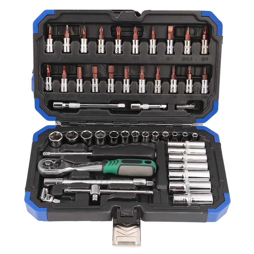 E-shop Auto-Reparatur-Werkzeugset mit 53 Teilen, entwickelt für Reisen zu Hause, inklusive Aufbewahrungsbox und geeignet für Motorradreparaturen,