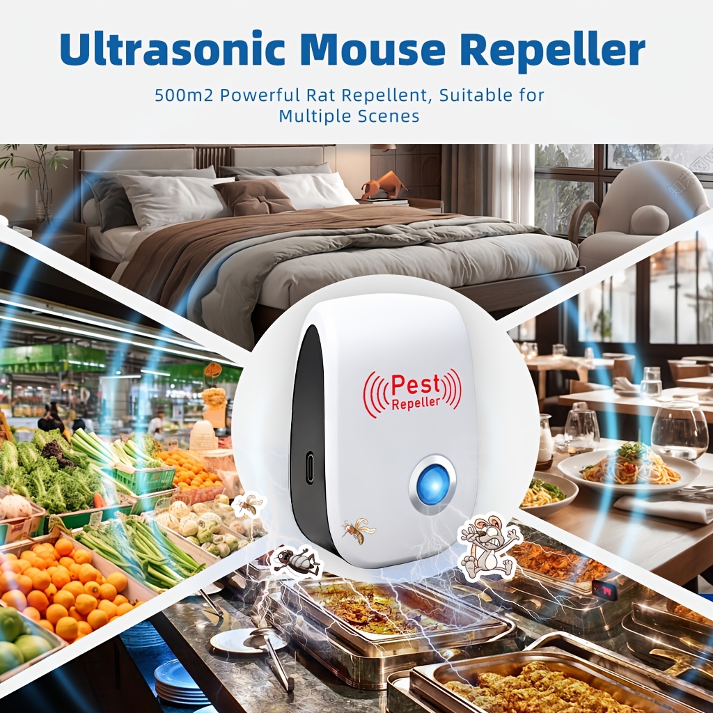 8pcs USB Plug-in Smart Soundwave Technology Rodent Repeller, Soundwave Technology Pest Repeller, Sonic Wave Technology Pest Repeller - USB Plug-in - Indoor Mouse Repeller - Rodent Repeller - 360° Full Room Coverage, Effectively Repels Mice