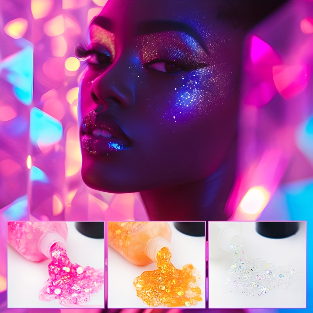 12 Stück Feiner Kosmetik-Glitzer & Pailletten Set – Für Gesicht, Haare, Halloween, Dunkle Farben
