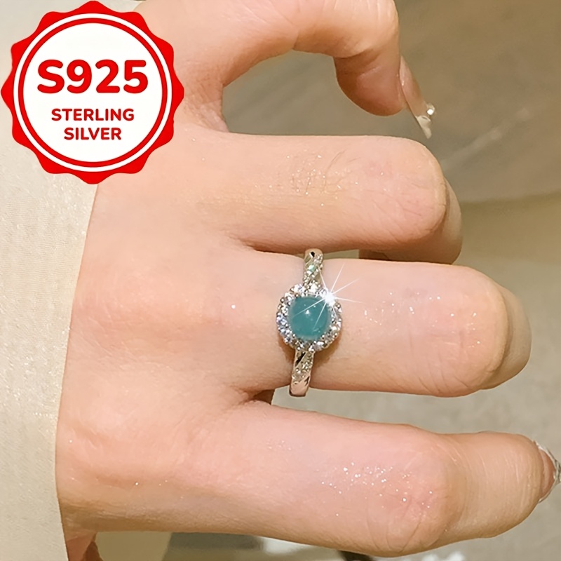 Women's Adjustable Light Blue Zirconia Ring, Elegant Gift