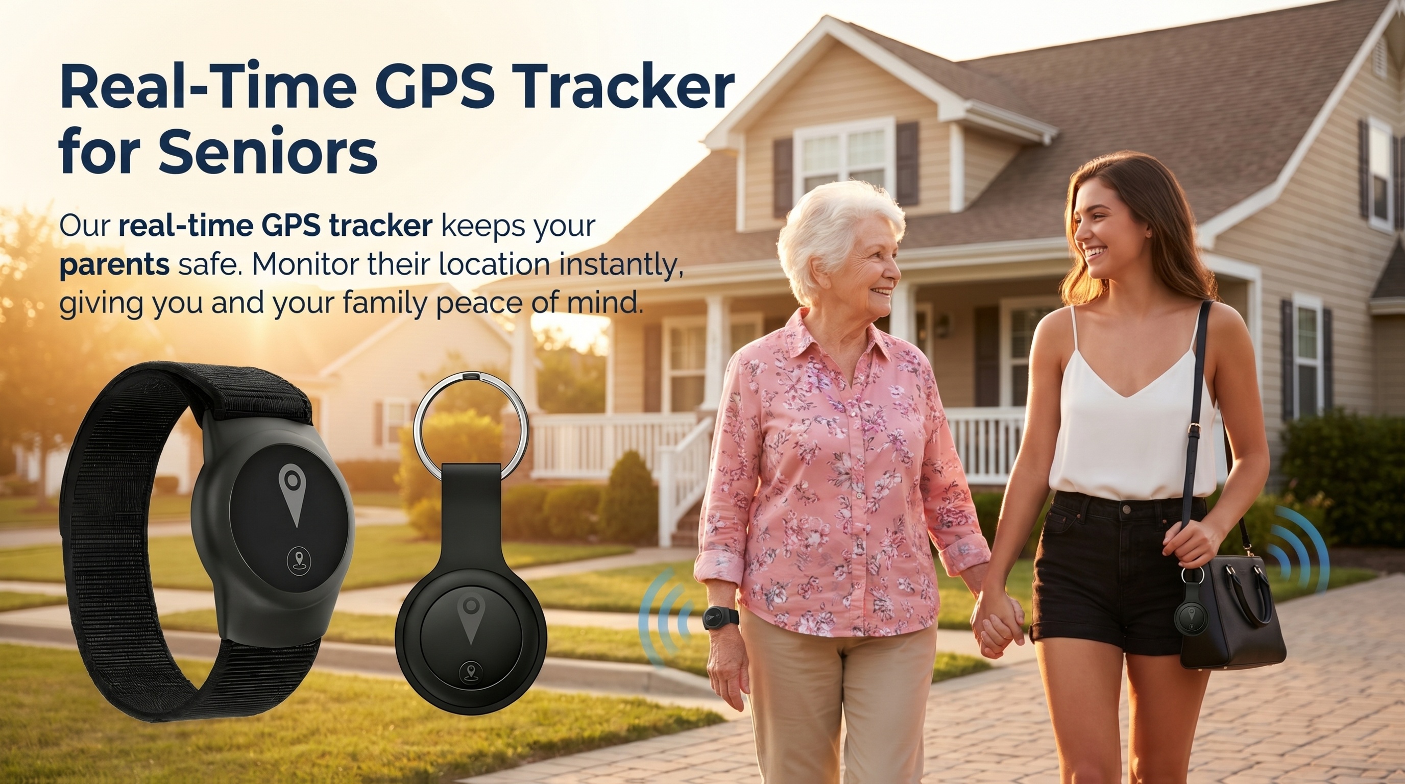 Real-time GPS-trackingapparaat specifiek ontworpen voor senioren - Compatibel met iOS en Android, inclusief draagbare polsband en sleutelhangerhouder, wereldwijde anti-verlies apparaat, geen maandelijkse kosten of SIM-kaart vereist, geschikt voor senioren en andere items.
