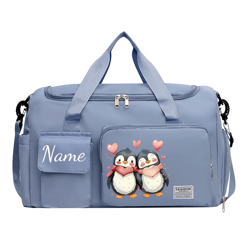 TEMU A Customizable Super-cute Penguin-themed Travel Bag, Featuring A Penguin Design And Multi-functional Fitness Bag With A Separate Shoe