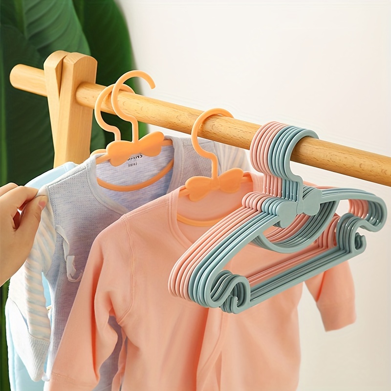 

10pcs Children's Plastic Hangers, Multi-functional Non-slip Baby Clothes Hangers, Unfinished Surface For Home Use
