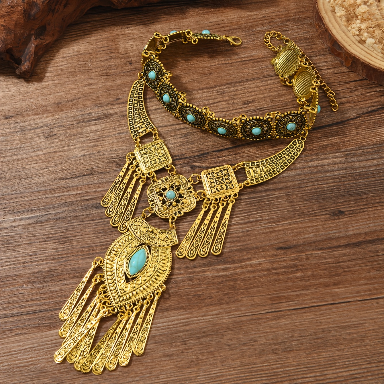 TEMU Collar de pluma geométrico bohemio retro de moda para mujer, accesorio casual de playa, cadena corta para clavícula