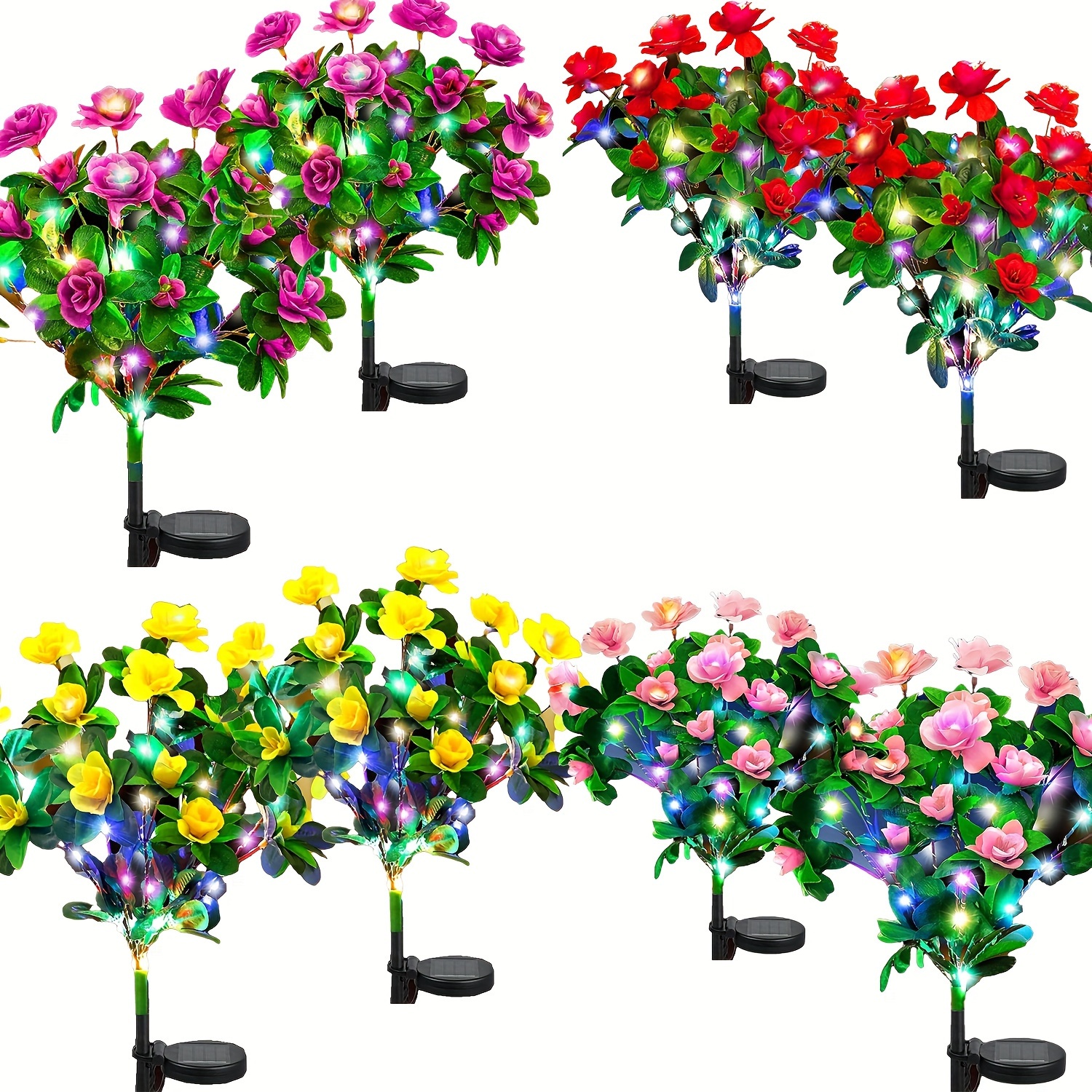 4 pack solar azalea outdoor holiday decoration solar courtyard light ip65 waterproof solar azalea light with solar channel light suitable for courtyard lawn courtyard decoration mothers day gardening gift