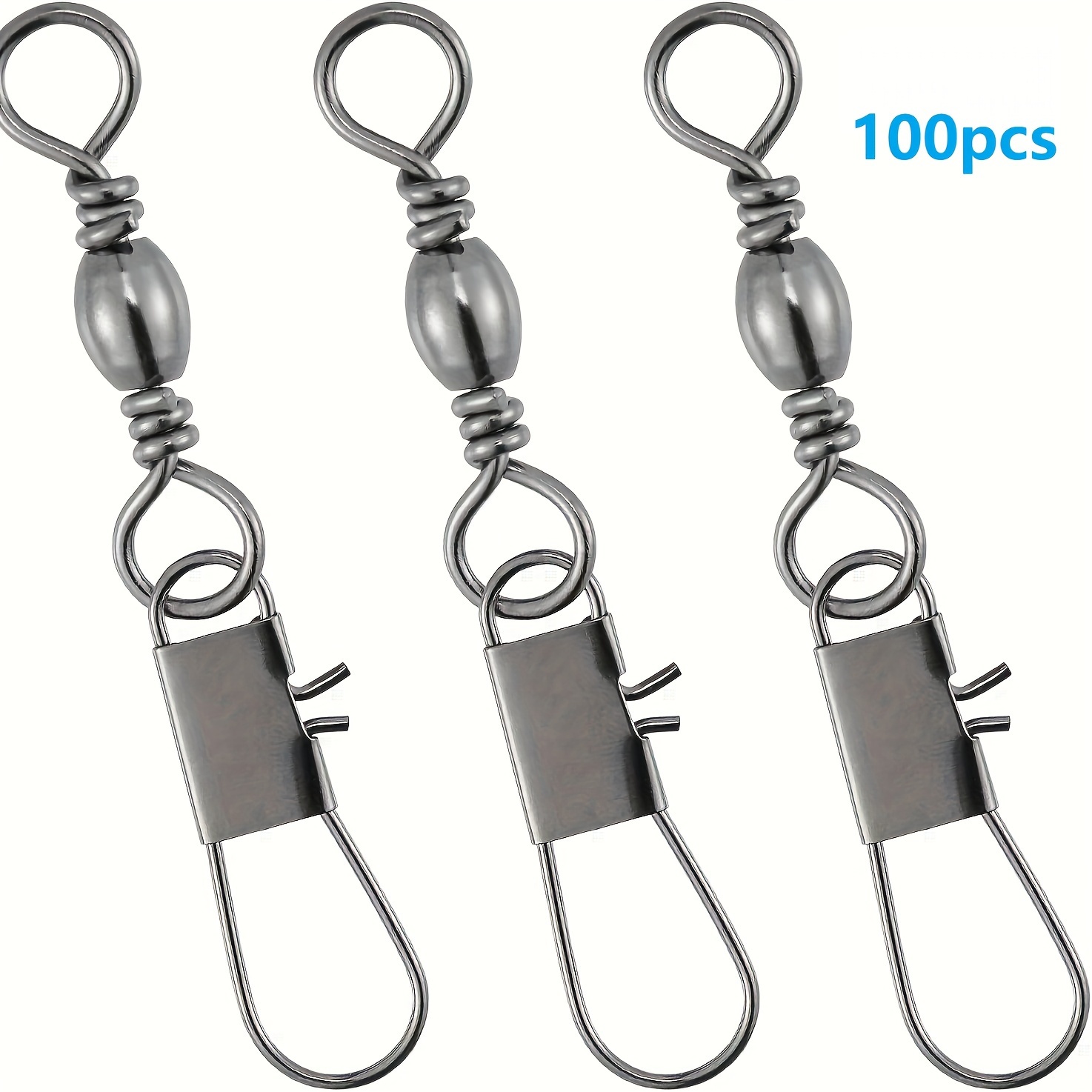 10/100pcs Stainless Steel Pike Fishing Lure with Rolling Swivel and Snap  Connector