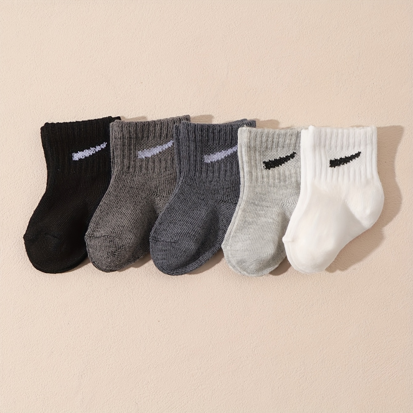 10 Pairs Baby Mid-Calf Socks - Assorted Candy Colors, Soft Polyester, Elastic Cuff, Machine Washable, Spring/Summer Infant Socks for Boys & Girls, Infant Socks, Infant Footwear, Playful Sock Patterns, Durable Sock Material