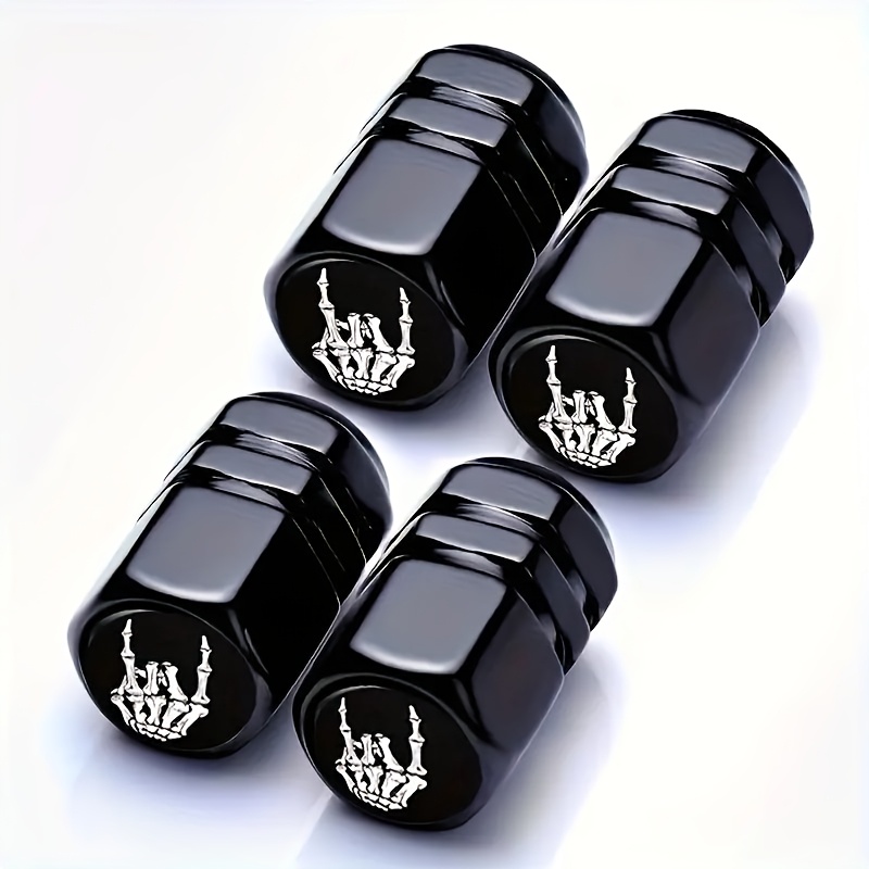 4pcs & Crown Aluminum Valve Covers - Black, Anti-theft, Long-hip , Universal Fit For Tires, Stylish Customization For Cars, Cars Decor | | Durable Valve Cap