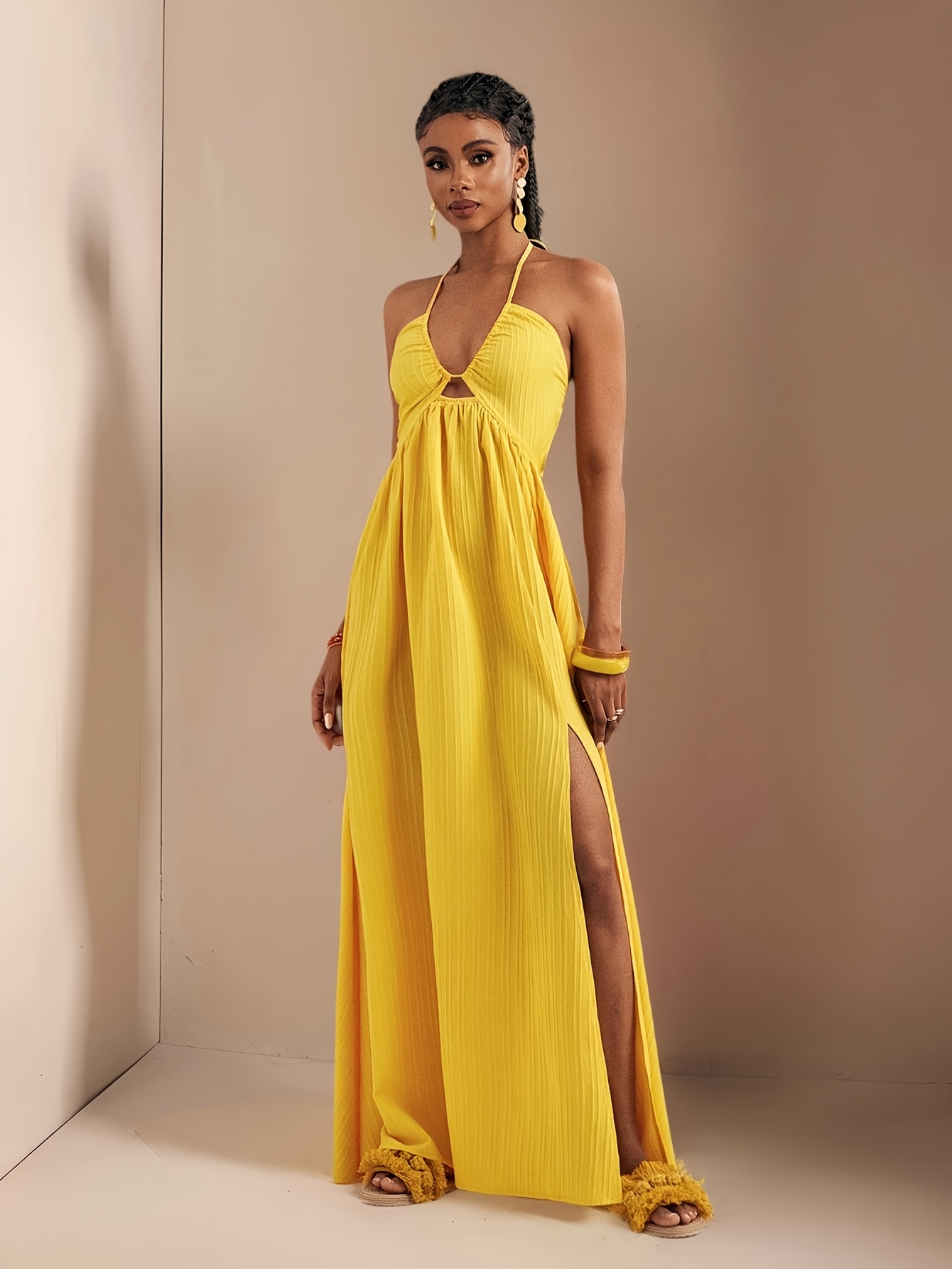 yellow satin bridesmaid dress Standard / XS Shasi Champagne Satin Deep V Flutter Sleeve Satin A-Line Gown for Bridesmaid
