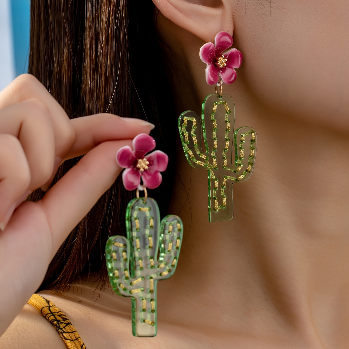 A Pair Of New Stylish And Versatile Summer-themed Vibrant Earrings