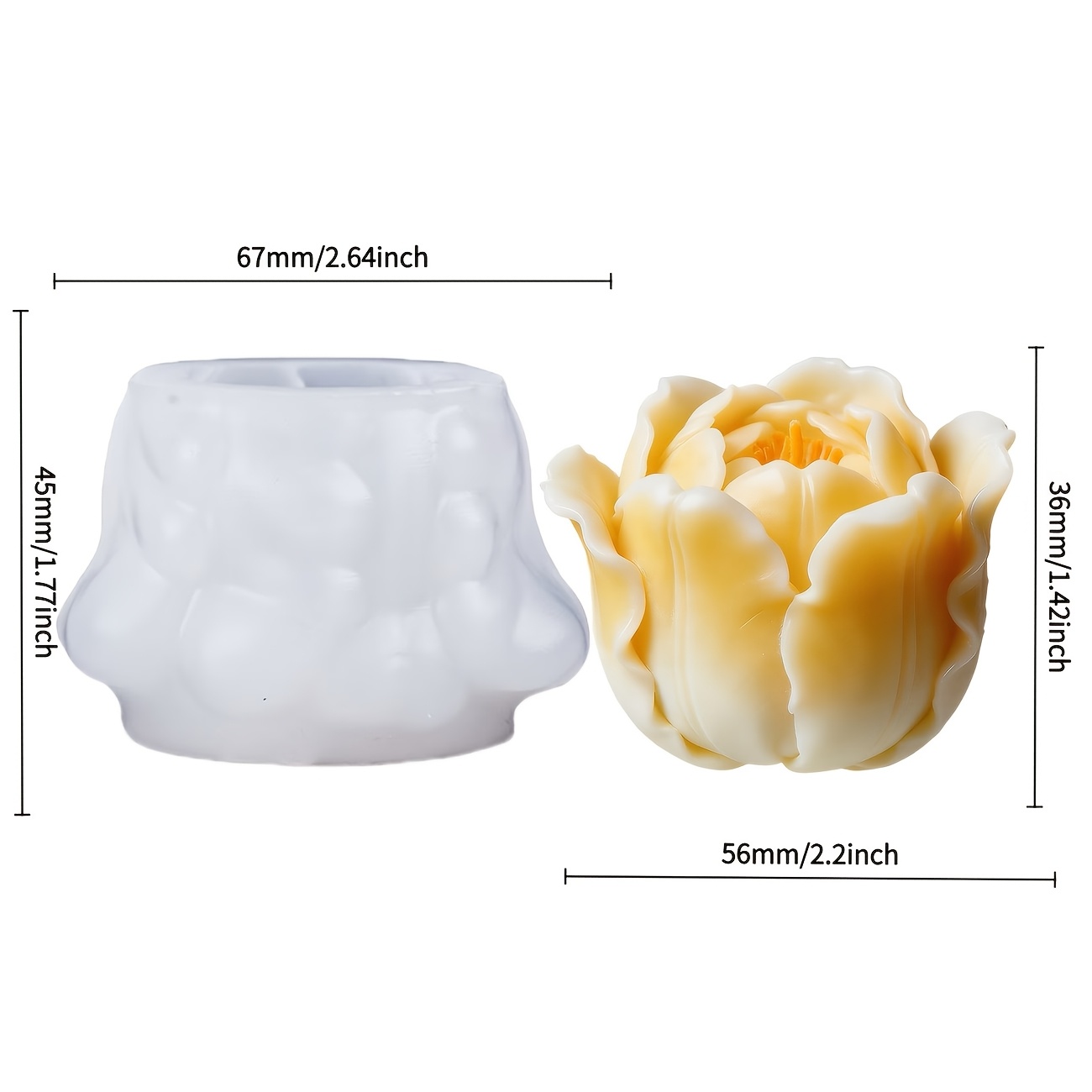 E-shop Pastell Tulpen Silikonform, die weiche Textur der Knospen und die für frische Pastellfarben sind elegant und zart dargestellt. Diese einstückige