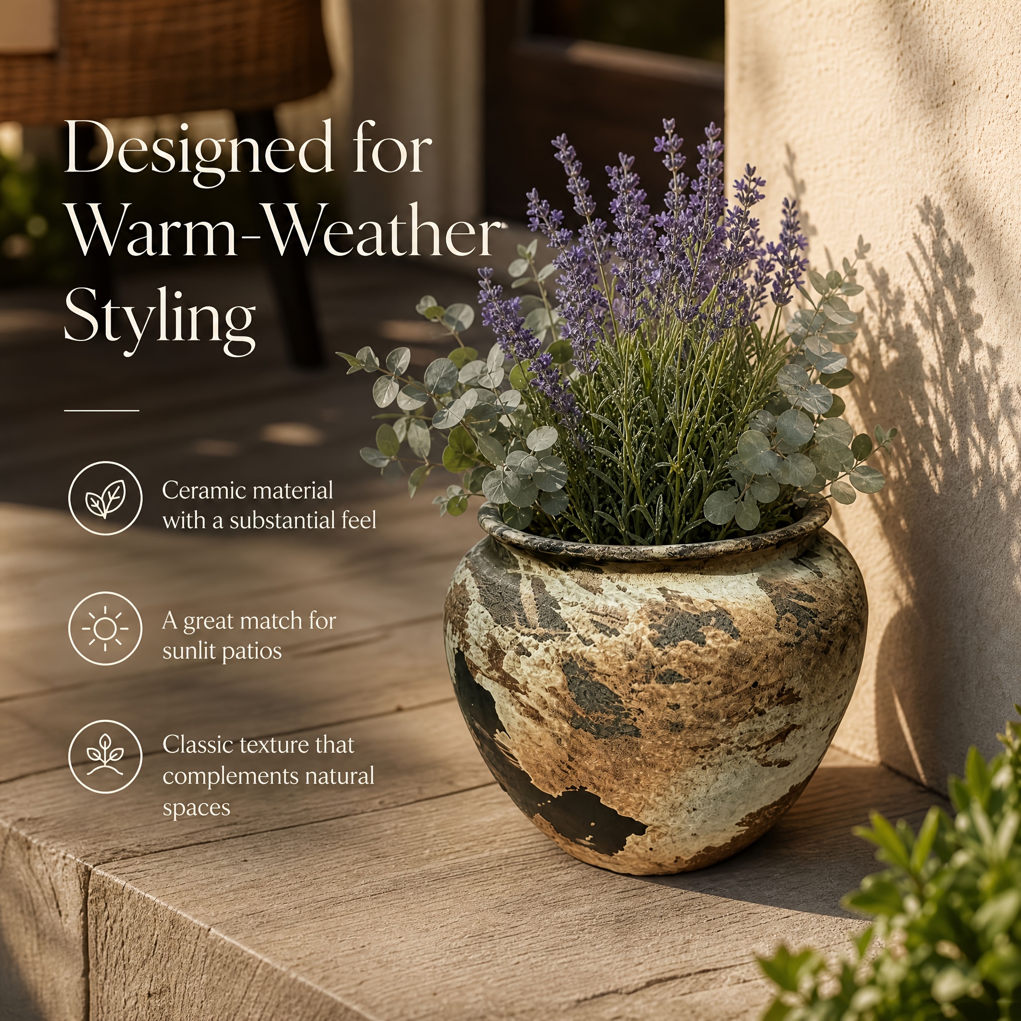 Rustic Wabi-Sabi Ceramic Flower Pot, Approx 15.24cm Tall Wide Mouth Planter, Weatherproof Pot with Drainage, Perfect for Indoor Desktop, Shelf Decor & Outdoor Patio, Deck, Garden, Farmhouse & Cottagecore Style, Natural Earthy Tone Gardening Gift,home