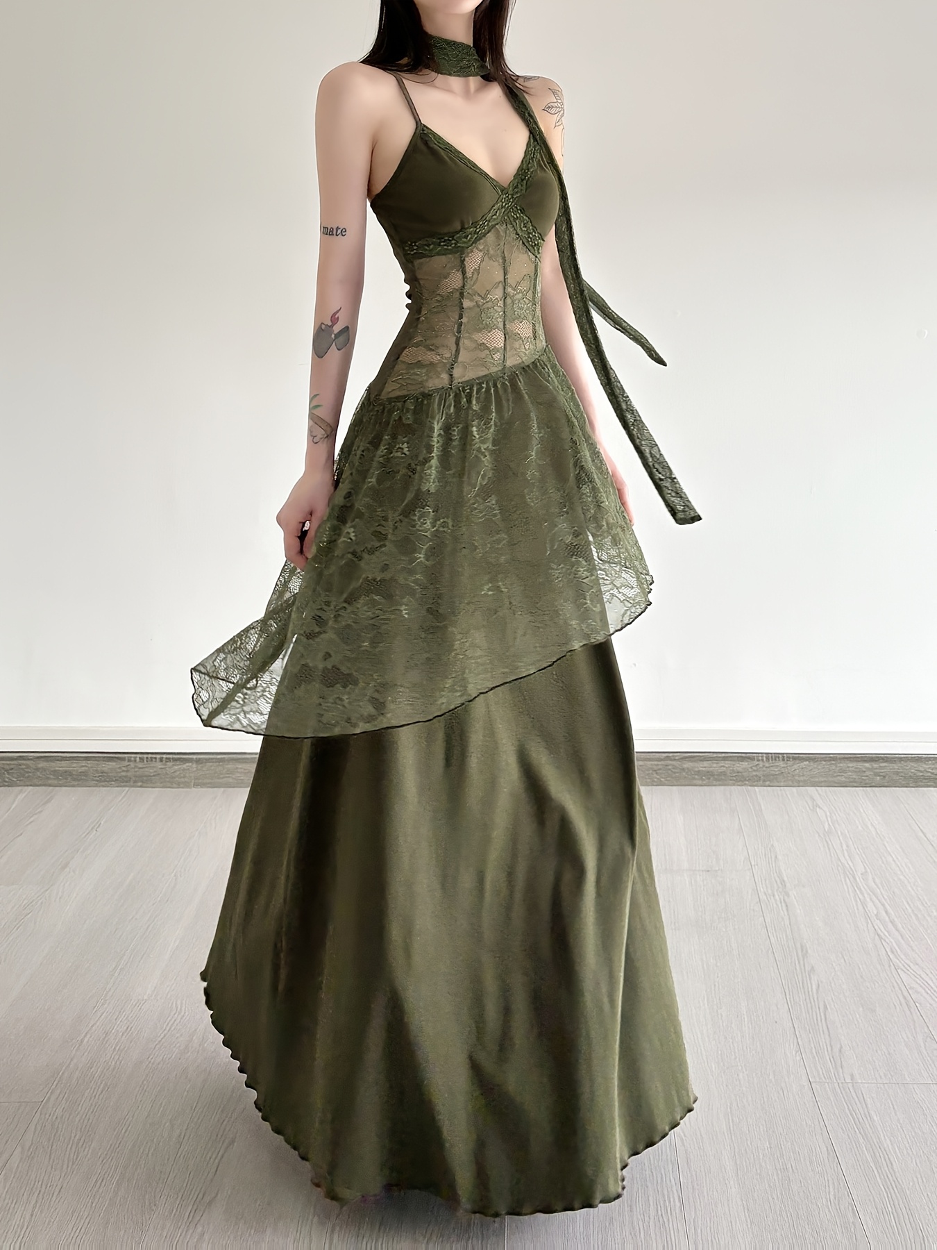 fairycore dress green Enchanted Garden Green Floral Fairycore Dress main image 1