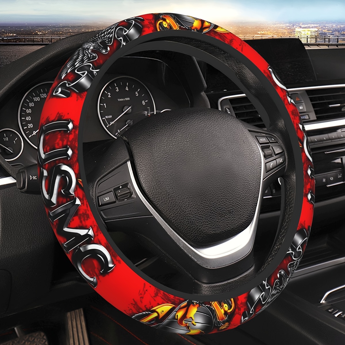 

1pc Universal 15- Neoprene Steering , Pattern, -slip , , , Absorption, Texture For Men And Women