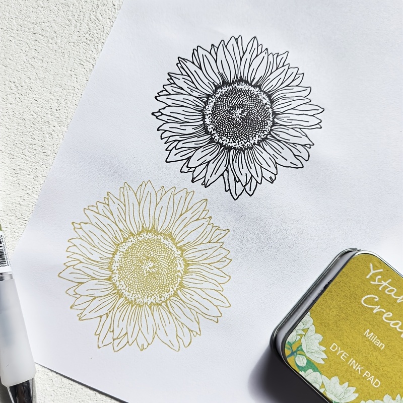 Single Sunflower Wooden Stamp for Decorating Manuals