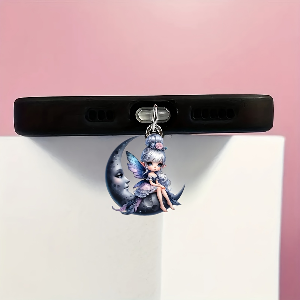 

1pc Cute Girl Theme Mobile Phone Dust Plug: Suitable For Iphone/type-c For Connector - Acrylic