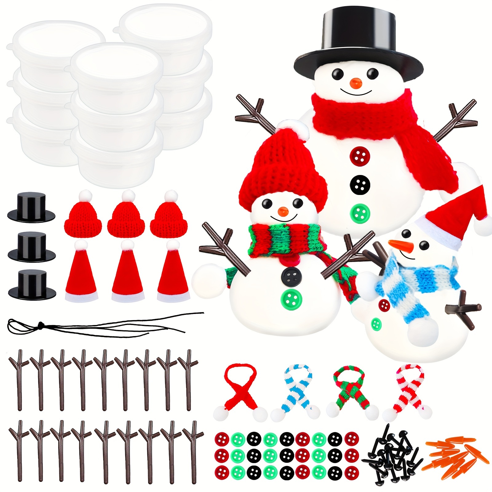 

101pcs Christmas Snowman Diy Craft Kits Snowman Diy Craft Accessories For Winter Parties Christmas Stuffers Gift