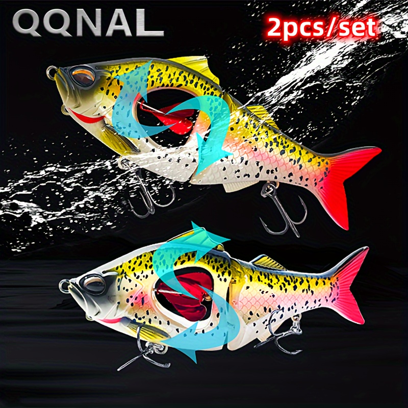 

Qqnal 2pcs 10g/23g With Propeller Lure- Sinking Bionic Artificial Minnow Hard Bait Multi-jointed Swimbaits For Freshwater And Saltwater Sea Trout And Bass Pike Fishing Gear Accessories