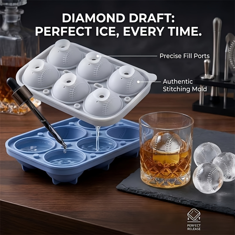 Baseball Sphere Ice Cube Mold 3D Large Baseball Silicone Mold