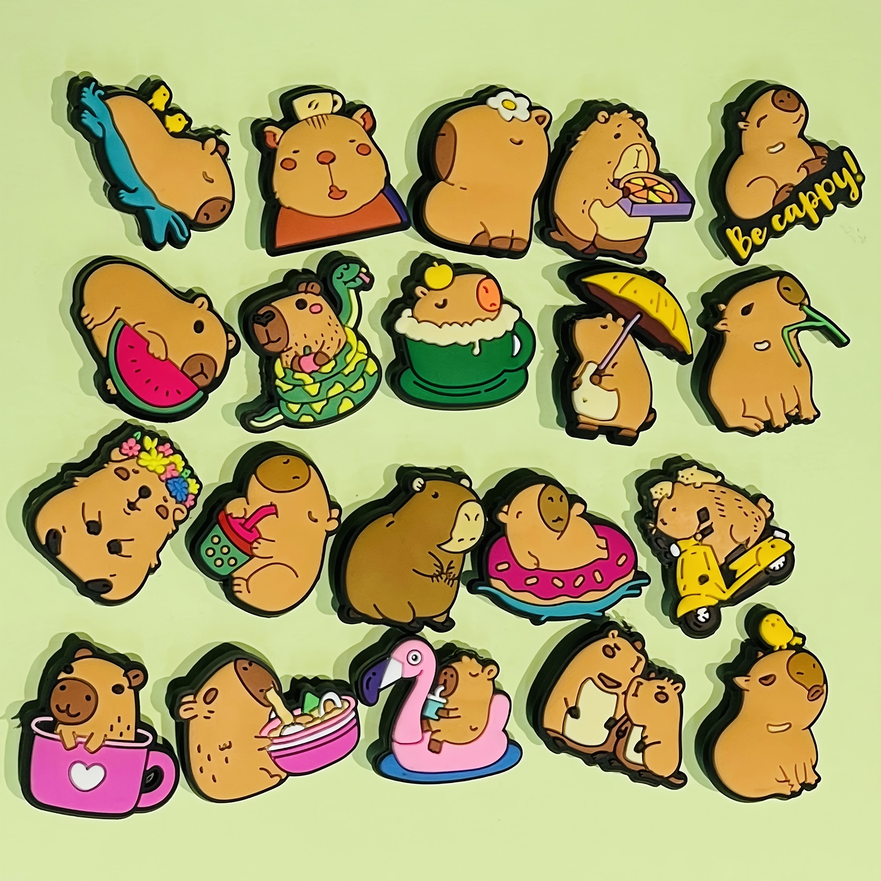 

20pcs Capybara Pvc Charm Set Shoe Charms, Cute Animal Sandal Decor, Removable Creative , Shoe , Party Favors, Suitable For Women And Adults Gifts