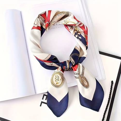 printed square scarf with a retro style featuring waistband patterns designed for women combines decorative prints and weaving non stretch material suitable for casual weekend safe for hand wash or and holiday gifting