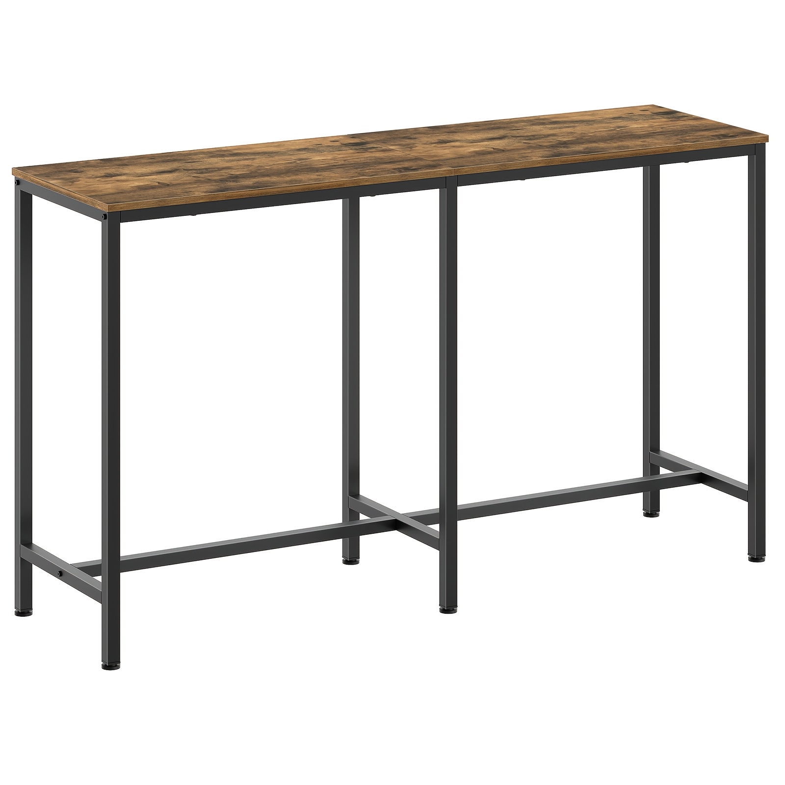 Image of Industrial Retro Bar Table - Space- High-legged Table With Wood Top & Base, Suitable For Small Apartments, Modern Kitchen, Dining Table, Entryway Furniture, Assembly, -black
