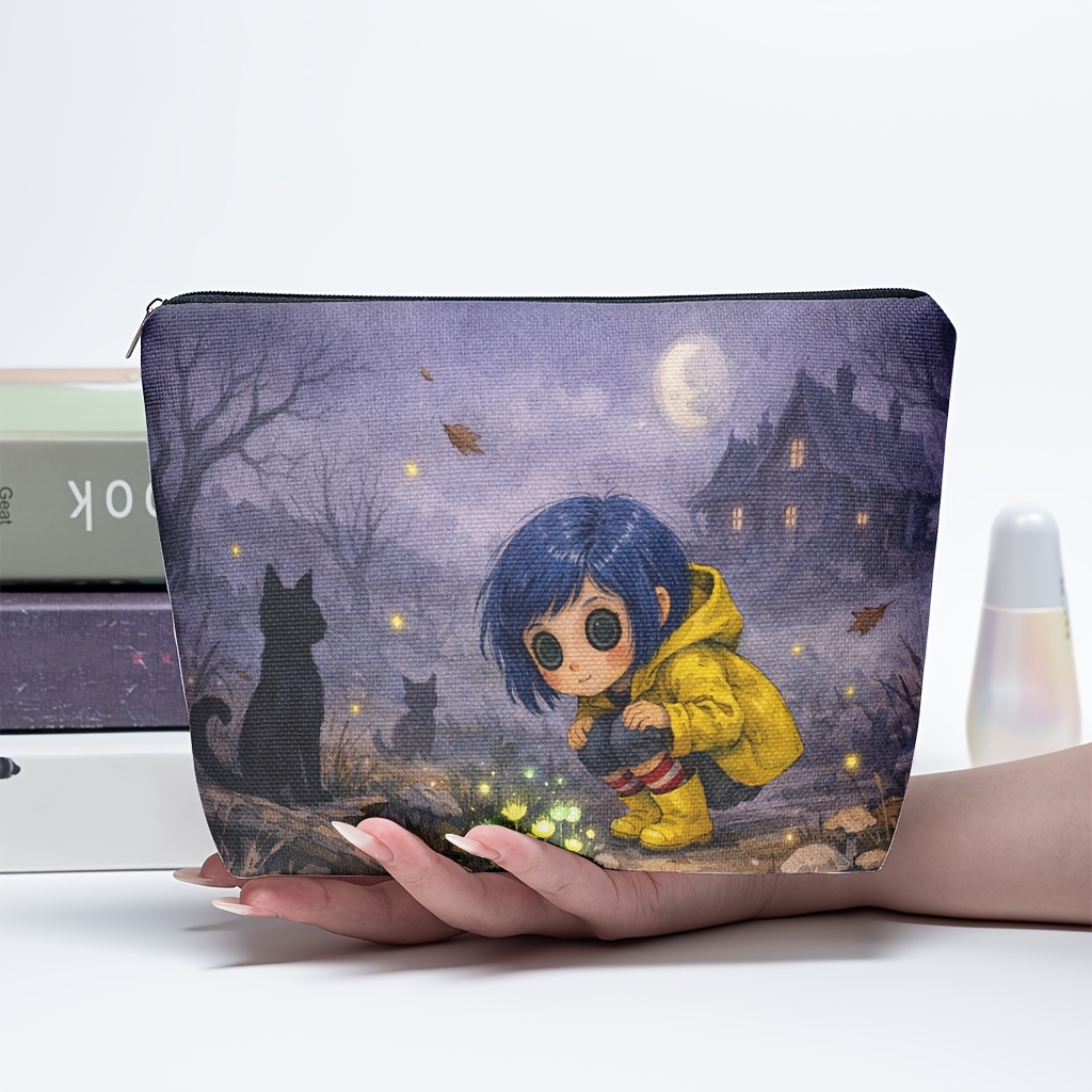TEMU A Makeup Bag Featuring A Under The Moonlight In A Forest At Night, This Lightweight Zippered Cosmetic Pouch Is Perfect For Women. It Has