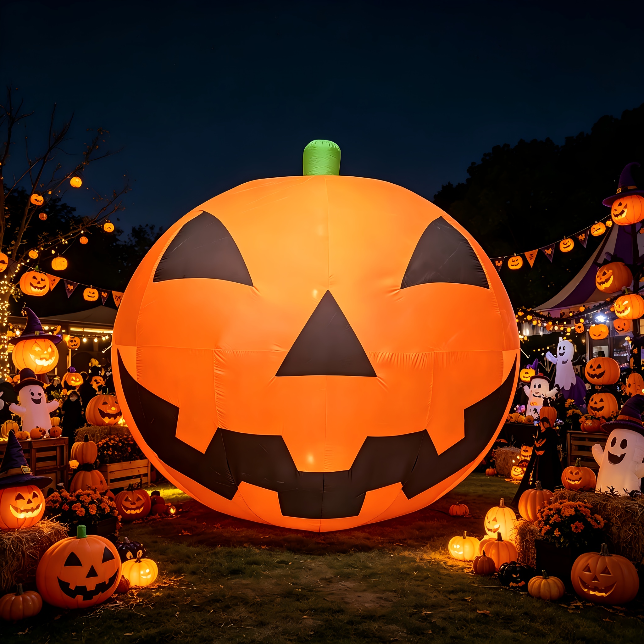 TEMU Zucca gonfiabile enorme da 10.2FT per Halloween, zucca gonfiabile extra large con luci LED , resistente alle intemperie per esterni, giardino,