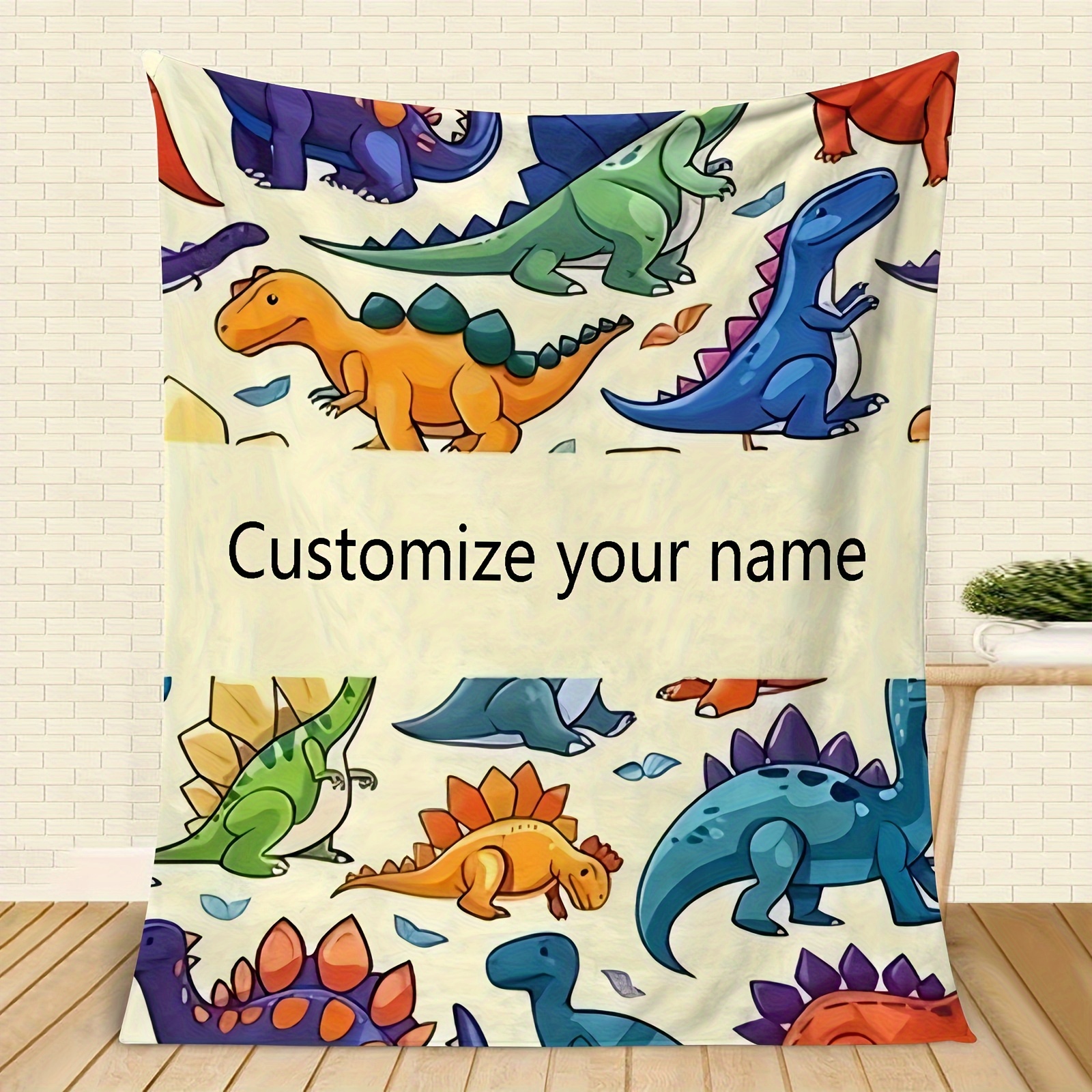 

Customizable Dinosaur-themed Flannel Fleece Blanket - , Soft & Lightweight, Ideal For Adults, Perfect Valentine's Gift, Cozy For Bed, Sofa, Camping