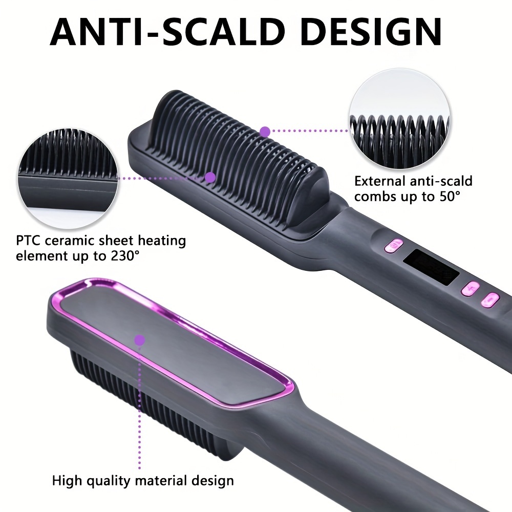 2 in 1 electric hair   curler heated brush comb us plug 220 240v details 2