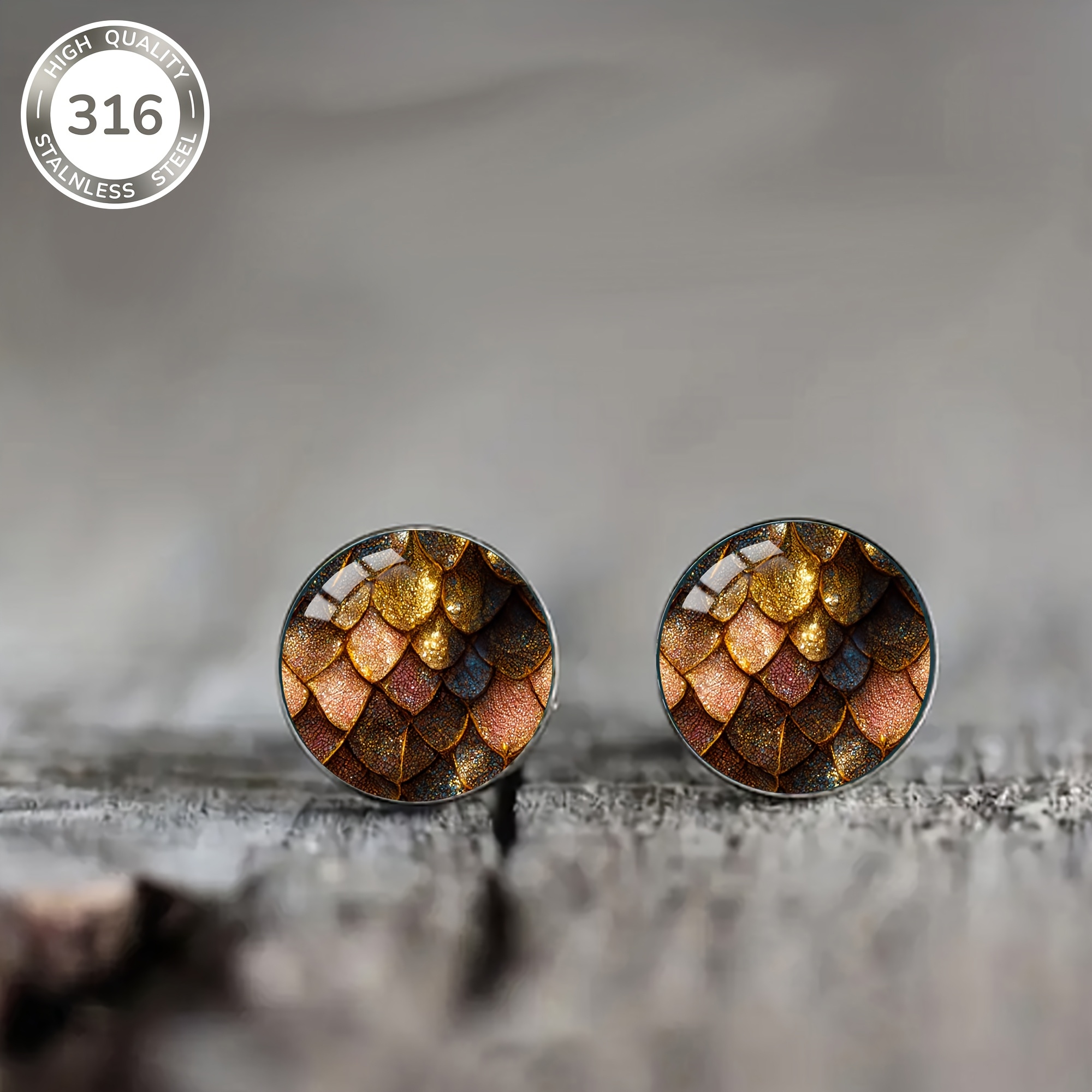 1 Pair Women's Geometric Golden-tone Stud Earrings With Synthetic Birthstone Glass Inlay - Steel Hypoallergenic Jewelry For Daily Wear, Parties & Vacations - Birthday & Thanksgiving Gift