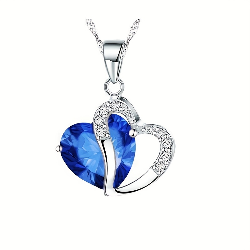 Rhinestone Heart Pendant Necklace, Elegant Gift