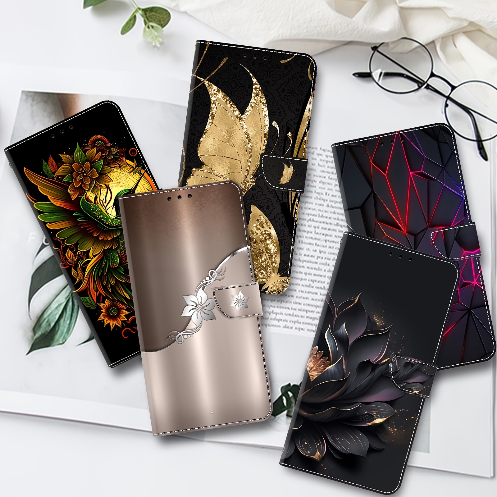 Husă Telefon - pentru Xiaomi Redmi Note 14/14 Pro/14 Pro+/13/13 Pro/13 Pro+/12/12 Pro/12 Pro+/11/11 Pro/10/10 Pro/9/9 Pro/8/8 Pro/8T Redmi 15 9 9C 10 10C 12C13C 14C A5, Model Floral Vintage Fluture, Tip Portofel, Piele Sintetică PU, cu Fermoar