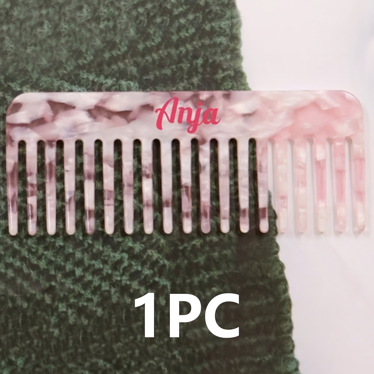TEMU Custom Marble Texture Wide Tooth Comb, Personalized Wide Tooth Comb For Curls, Customized Name Comb, Customizable Text Detangler Brush, Wide