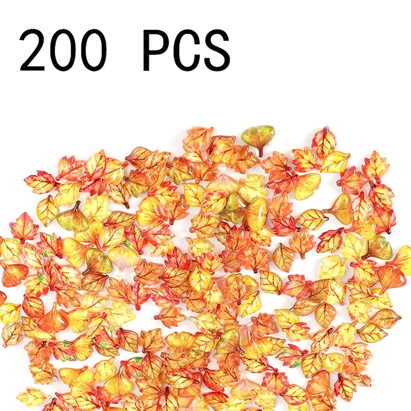 TEMU 200pcs Mini Fall Leaves Vase Filler, 4 Styles Resin Funny Miniature Leaves For Crafts Small Tiny Resin Autumn Decoration Supplies Suitable For