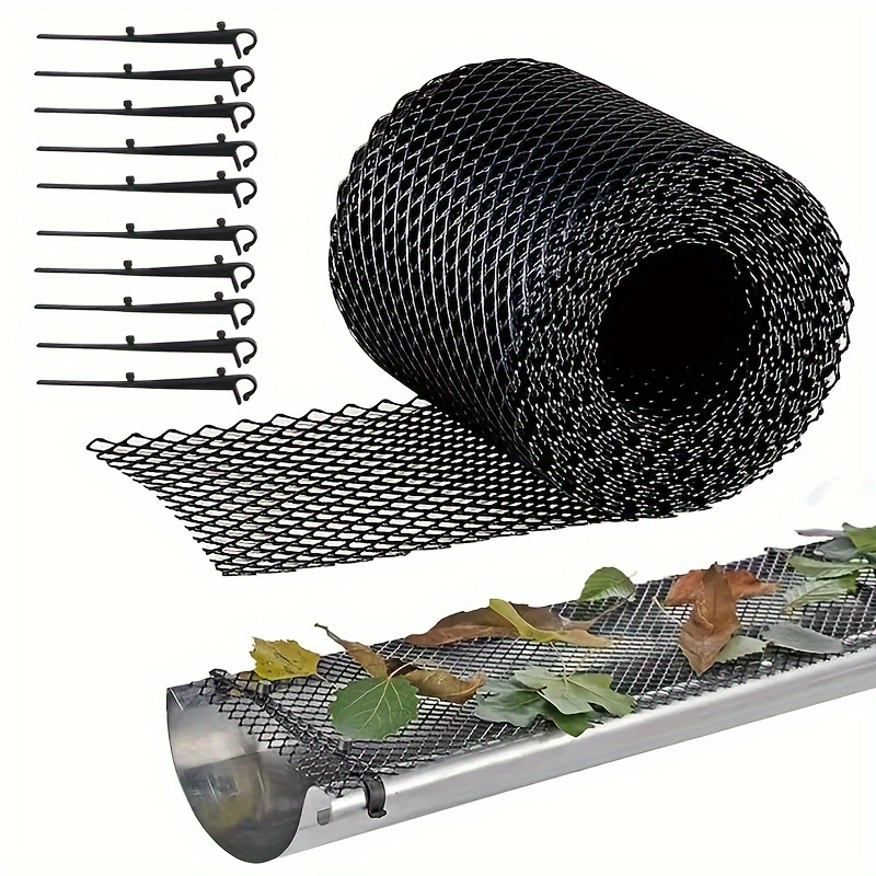 

Gutter Guard Mesh Roll With Hooks - 6m Plastic Skimming Net For Leaf, Branch Prevention, Garden Fence For Gutters And Downspouts