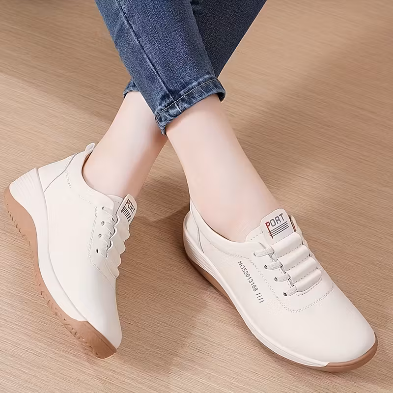 chaussures de maman élégantes pour femme, chaussures de travail décontractées antidérapantes à allongeant, mocassins à semelle durable et confortable, avec semelle épaisse à allongeant, confort à enfiler à semelle souple, lacets élastiques, baskets décontractées polyvalentes et Détails du produit 4