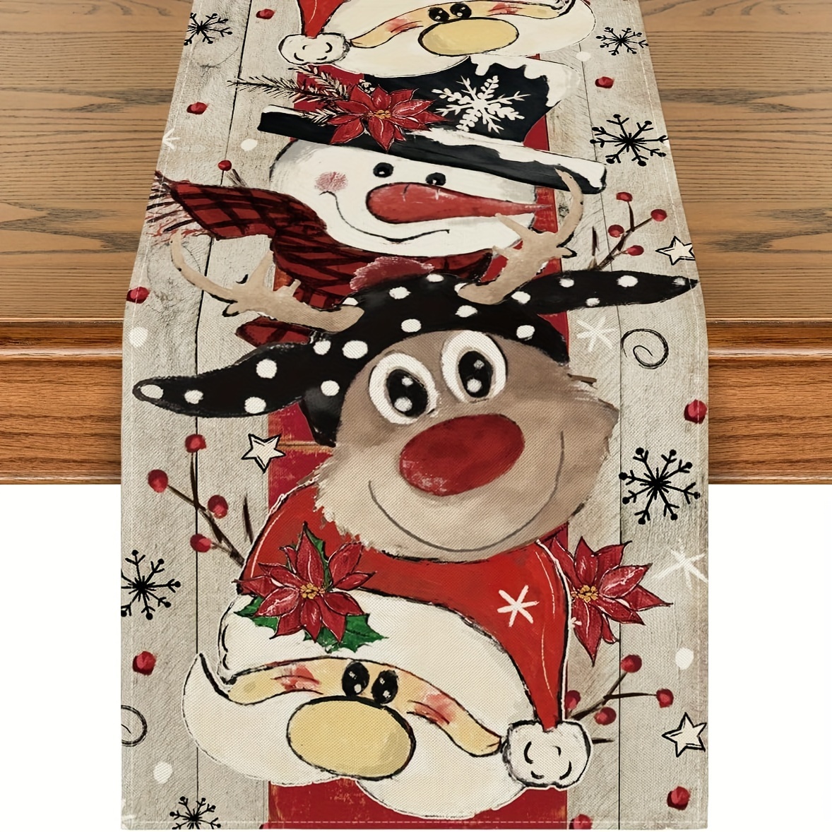 

Christmas Reindeer & Table Runner - Luxurious , Square Shape For Holiday Dining & Party Decor