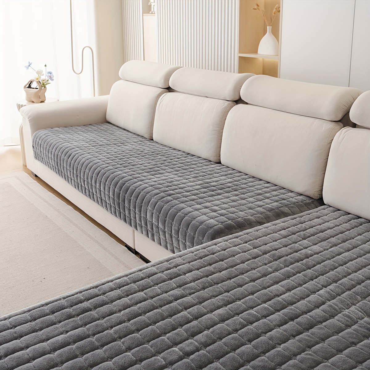 TEMU 2pcs Bohemian Style Thick Plush Jacquard Sofa Cushions, Pet-friendly Sofa Covers, Soft Polyester Fabric, Machine Washable, Suitable For