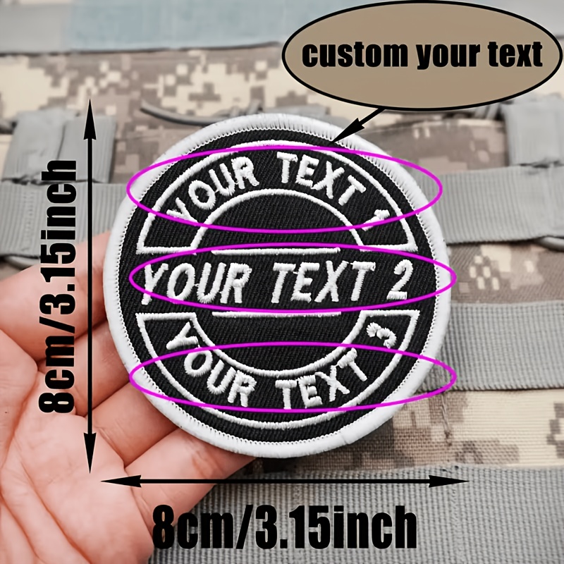 TEMU [custom Item ] Round Embroidered Name Badge Patch, 3 Colors Optional, Suitable For Backpacks, Personalized Text Decoration, Backpack Accessory,