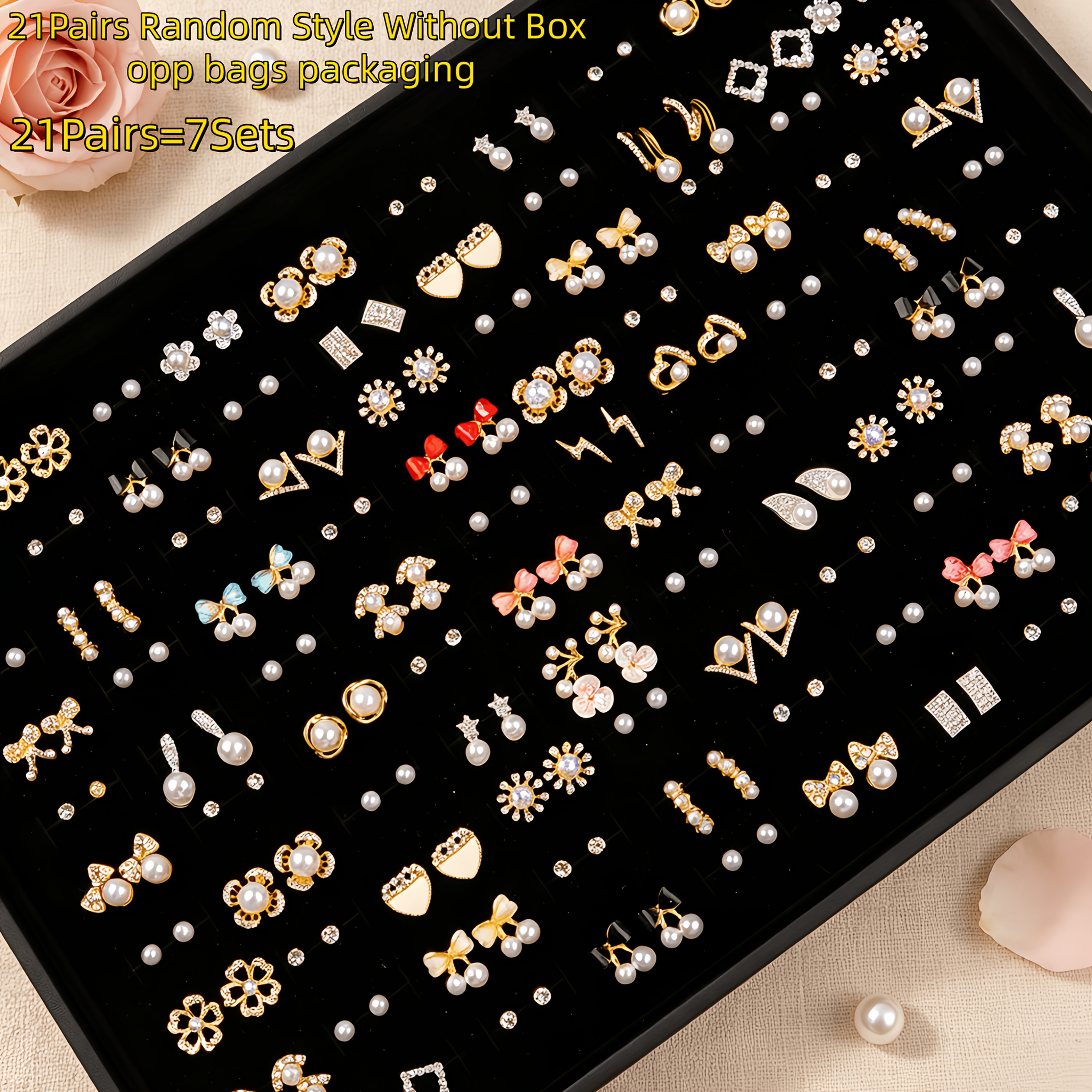 TEMU 21 Paires de Boucles d'Oreilles Élégantes et Tendance Multi Styles, Unisexe pour Usage , , Festivals de Musique, Boucles d'Oreilles Délicates et