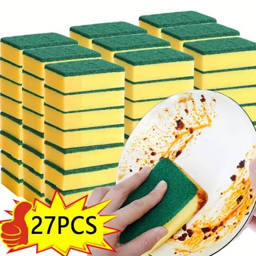 27pcs kitchen cleaning sponge dishcloth scouring pad utensil anti scratch scrub sponge applicable for kitchen cleaning bowl brush pot brush home advanced multifunctional cleaning sponge