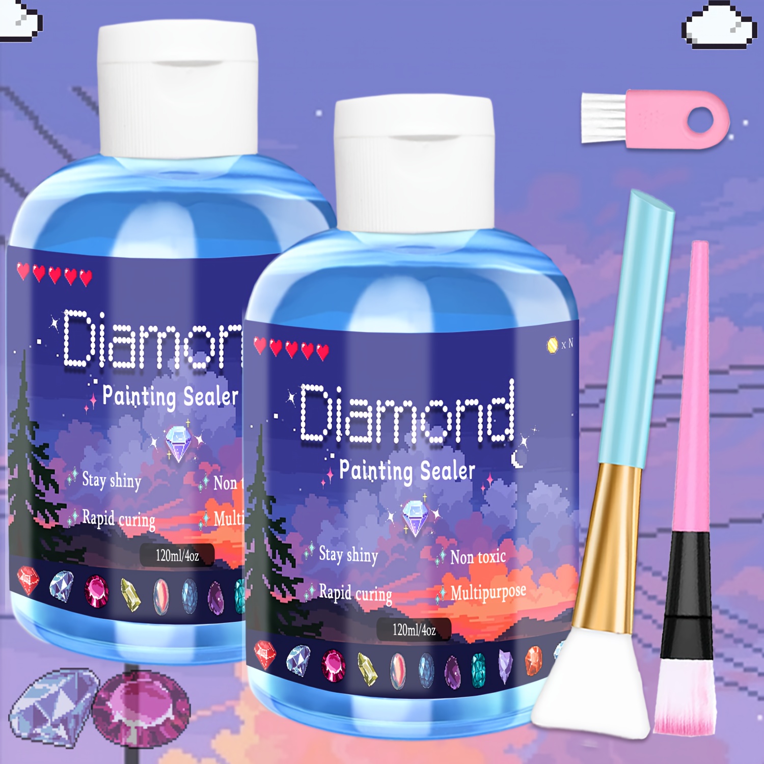 

120ml/240ml Diamond Painting Sealant Set, Diamond Art Sealant Clear Permanent Shining Effect Jigsaw Glue Clear Diamond Art Set.