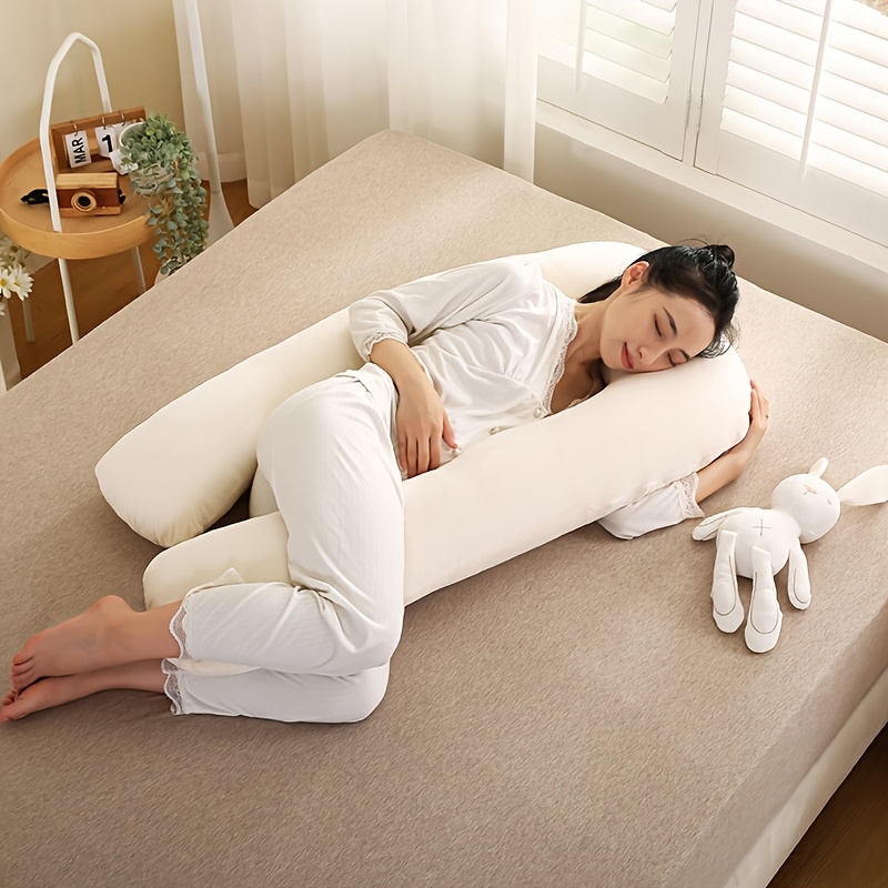 Pregnancy Pillow with Lumbar Support, U-Shaped Belly Support for Side Sleeping, Multi-Functional Maternity Pillow, Prenatal Essentials