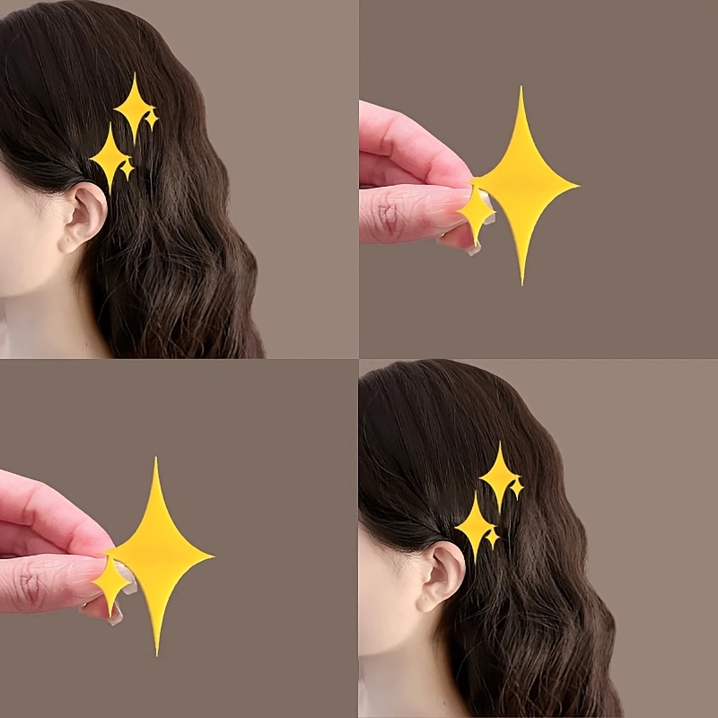 

2-pack Y2k Style Sweet Geometric Star-shaped Hair Clips, Plastic Hairpins For Side And Forehead, High Aesthetic Travel Hair Accessories, Suitable For 14+, Plastic Material