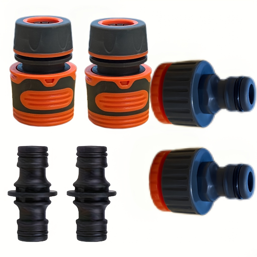 6pcs Durable Abs Garden Hose Connector Set - Quick Release Double-head Extension Coupler, Color, Suitable For Lawn Irrigation Systems | Water Pipe Extension Piece | Plastic Connector