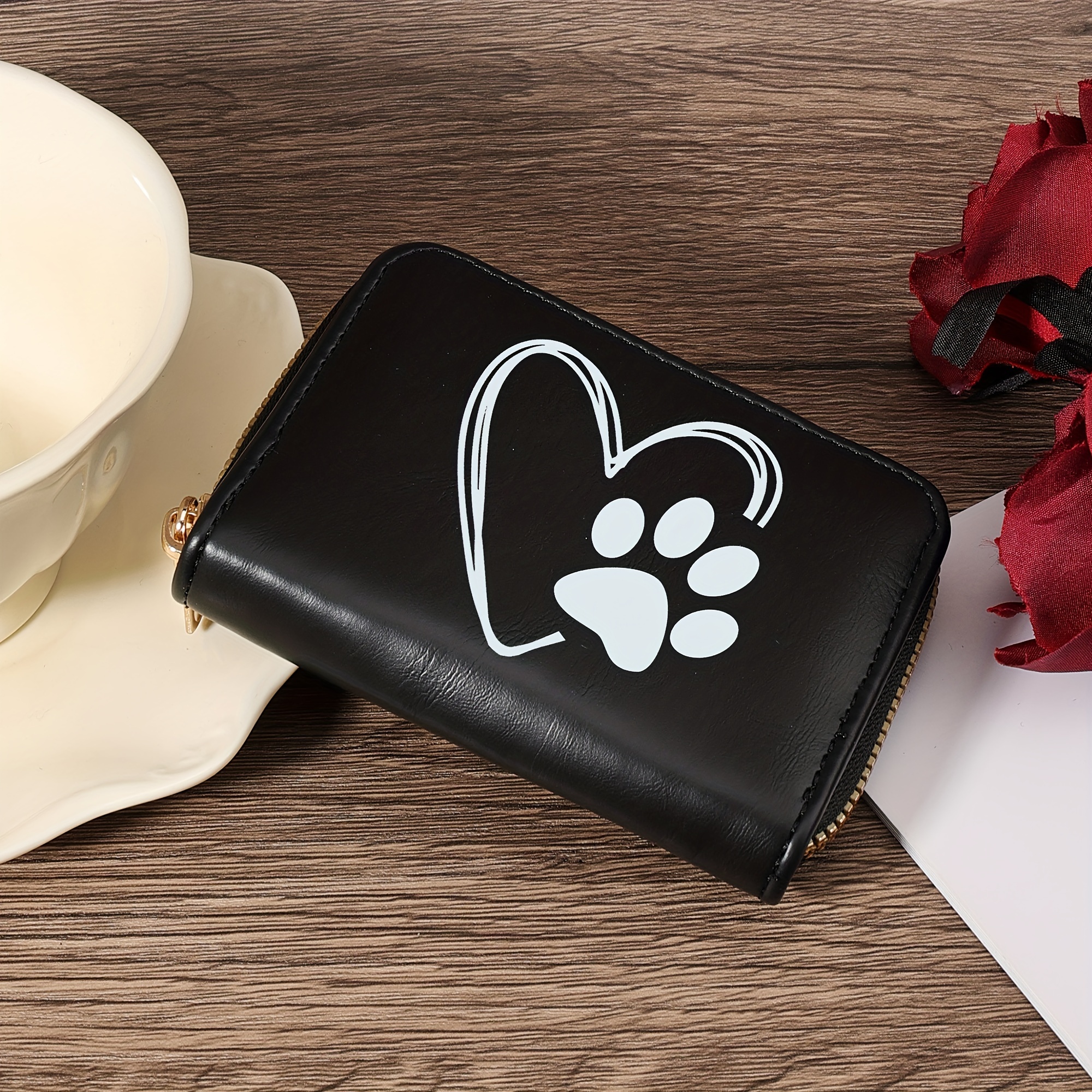 New Adorable Love Animal Claw Design Short Wallet Handbag With Zipper, Fashionable , Women's Credit Card Storage Bag