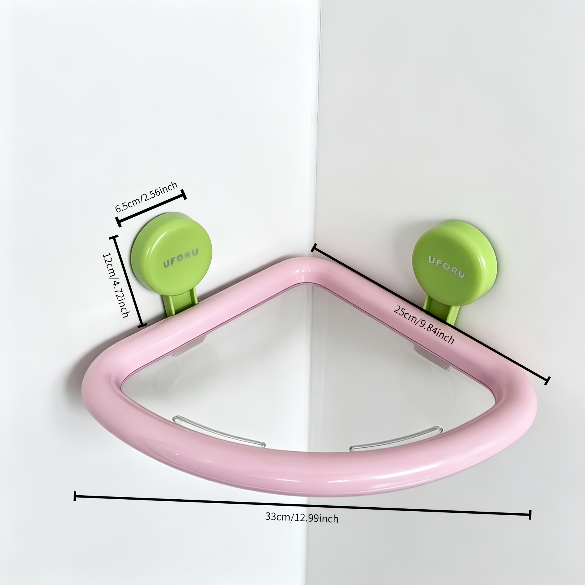 Image of 1pc Dopamine Wall-mounted No-drill Drainable Suction Cup Storage Rack, Bathroom Rack, Suitable Home Use